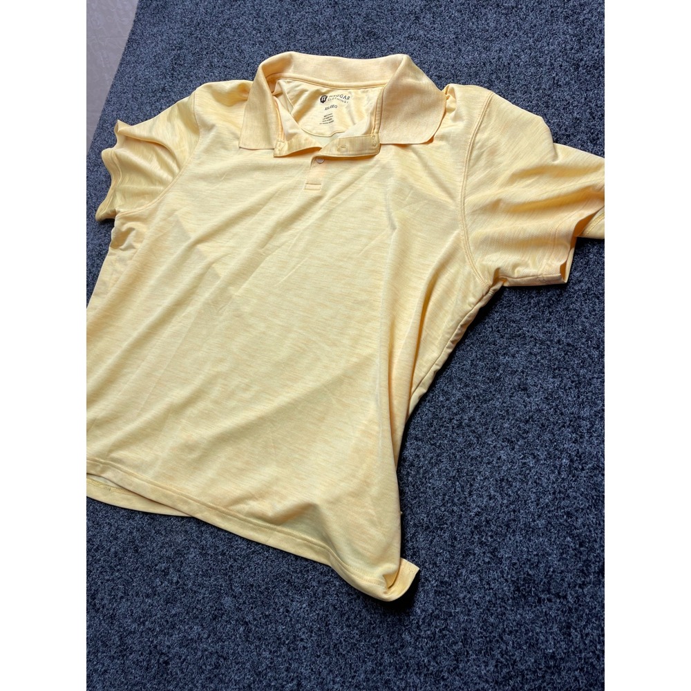 Haggar Mens XXL Yellow Heathered Short Sleeve Performance Polo Shirt RN40330 - Picture 4 of 6